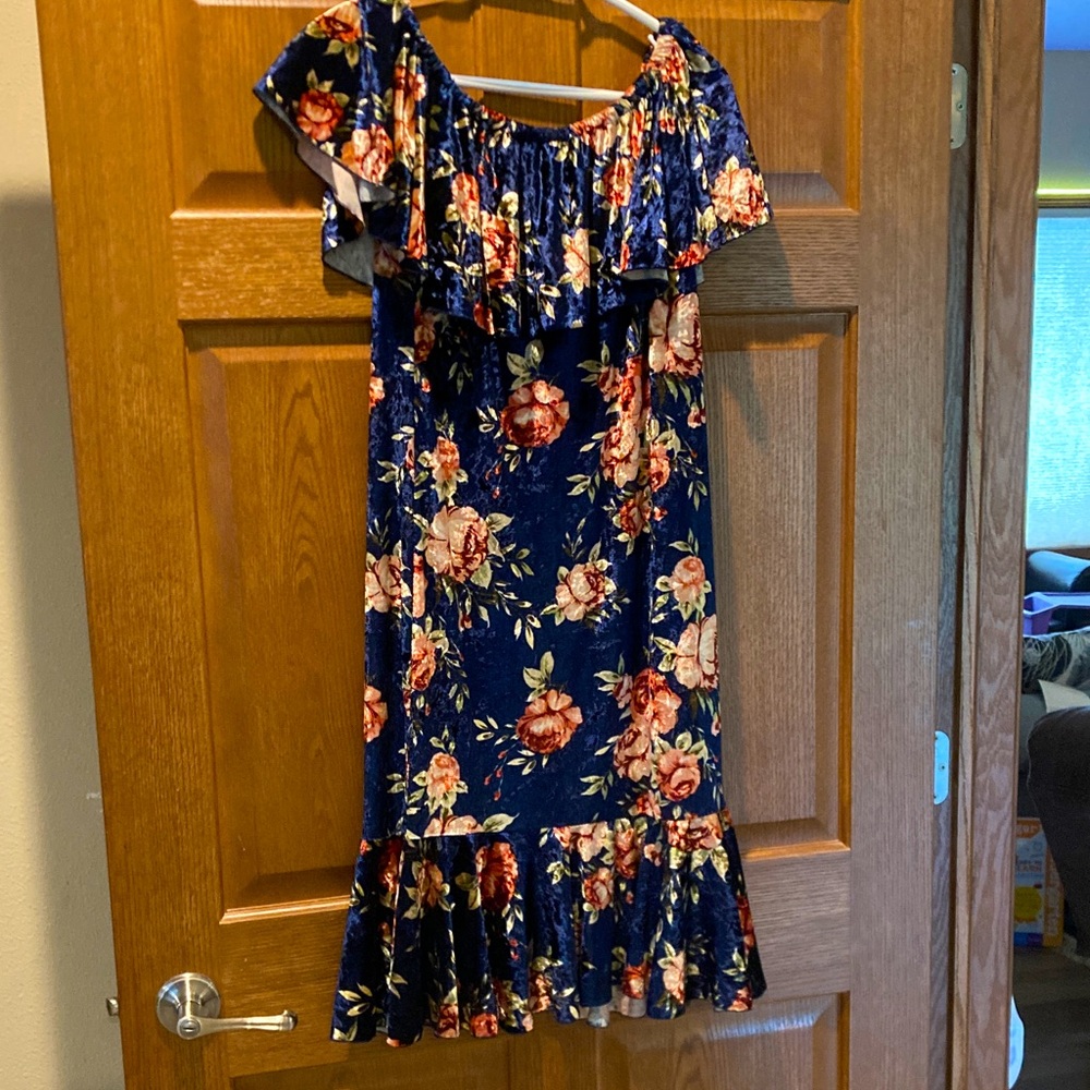 Lularoe Lola dress - navy floral - juniors XL
